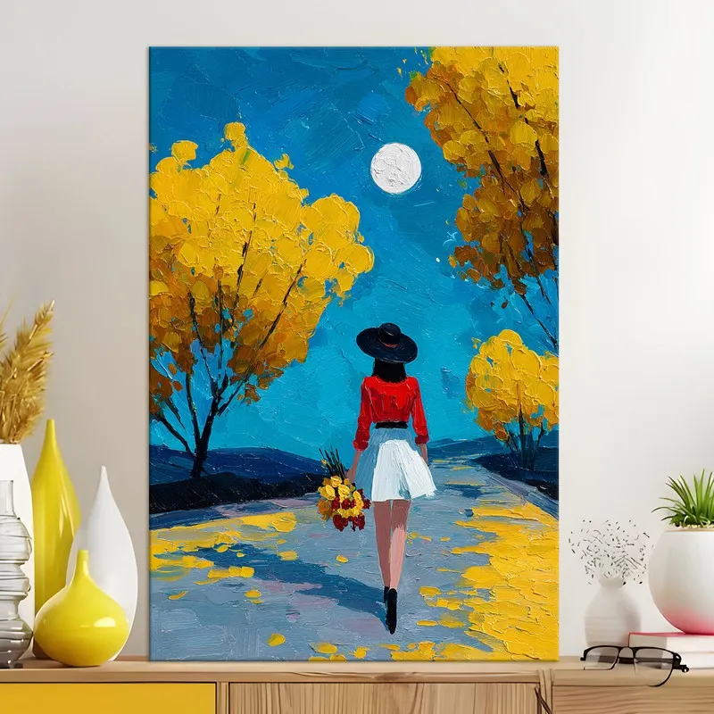 Moonlit Autumn Walk Canvas Wall Art media 5