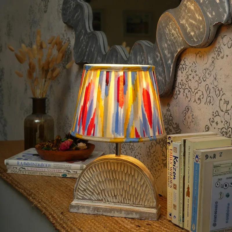 Brushmere Wooden Base Cotton Table Lamp - Multicolor media 1
