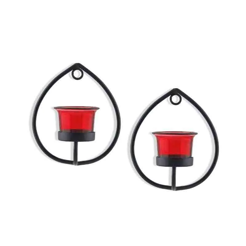 Aureate Candle Holder - Black & Red - Set Of Two media 3