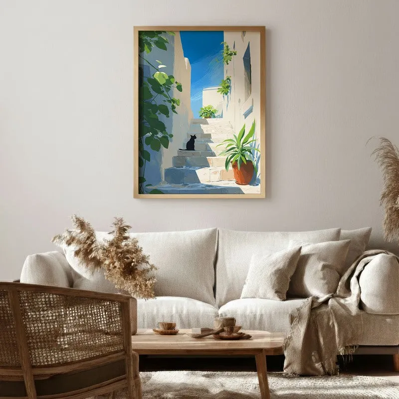 Shadow Stair Canvas Wall Painting - Brown Frame media 1