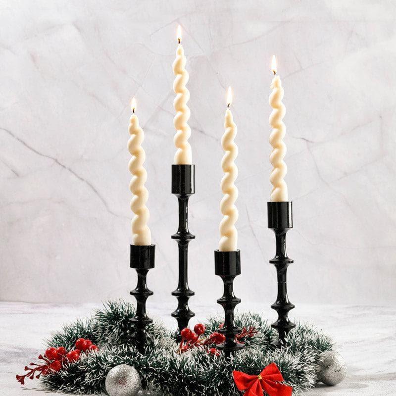 Elegant Spiral Soy Wax Taper Candles - Set of 4 in Cinnamon Roll Scented media 4