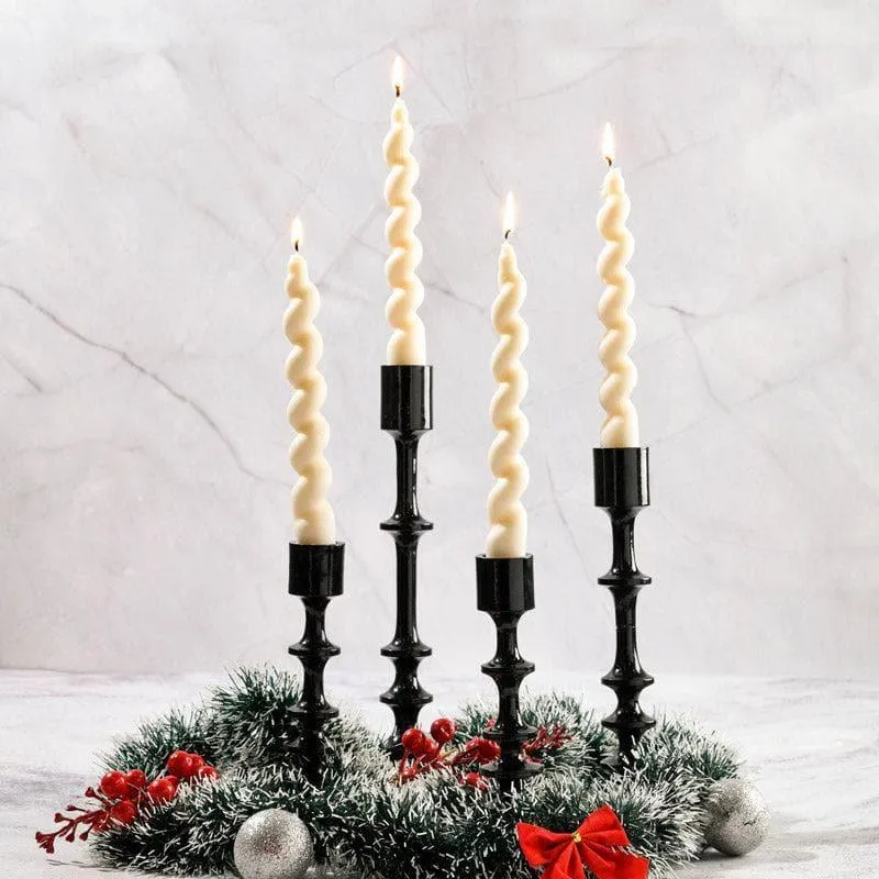 Elegant Spiral Soy Wax Taper Candles - Set of 4 in Cinnamon Roll Scented media 4