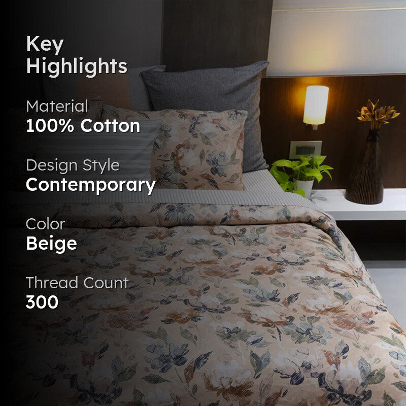 Vintage Rustica Printed Cotton Duvet Cover - Beige media 2
