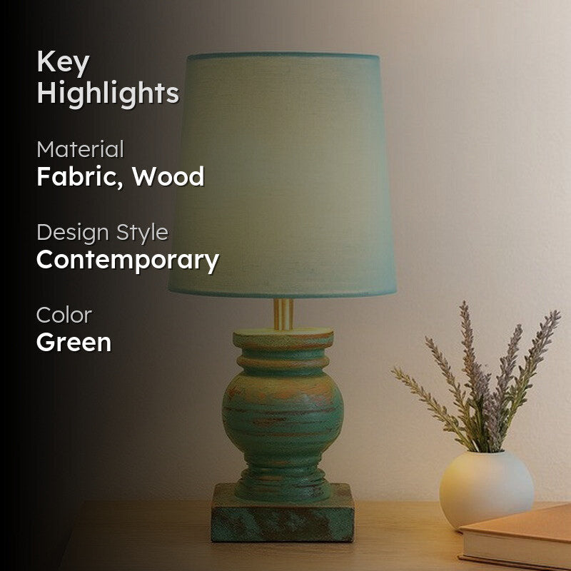 Minos Carved Fabric Table Lamp - Green media 2
