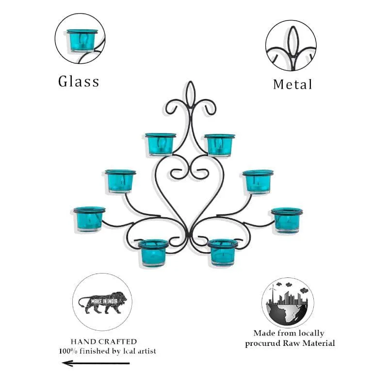 Floral Candle Holder - Teal media 5