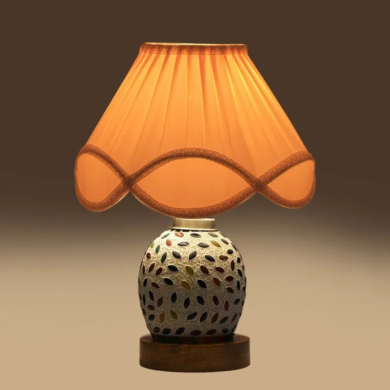 Elyra Arc Pleated Wooden Table Lamp - Multicolor media 7