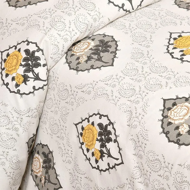 Malikeya Printed Cotton Bedsheet (Yellow) - 160 TC media 5