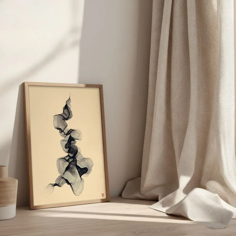 Soft Ascension Archival Paper Wall Painting With Brown Frame media 3