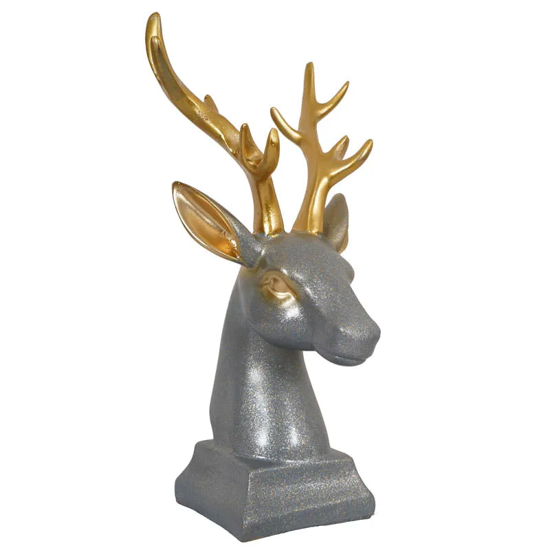 Gilded Stag Painted Polyresin Show Piece - Grey media 3