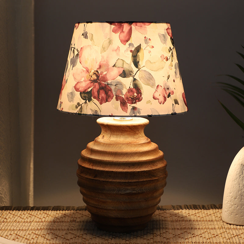 Lumikko Palmer Mango Wood Table Lamp - Multicolor