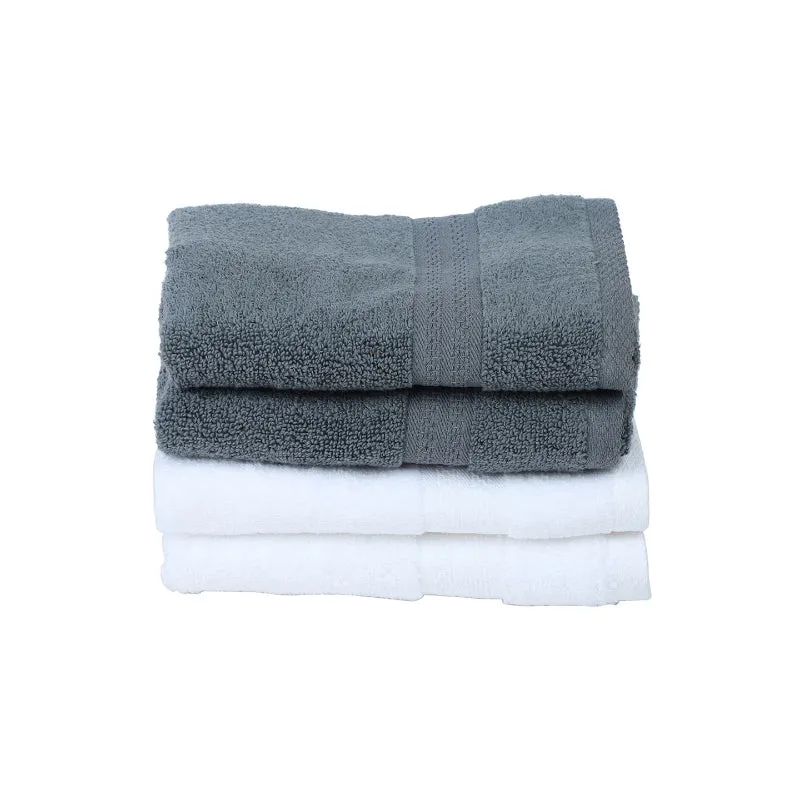 Miorah Hand Towel (White & Grey) - Set Of Four media 4