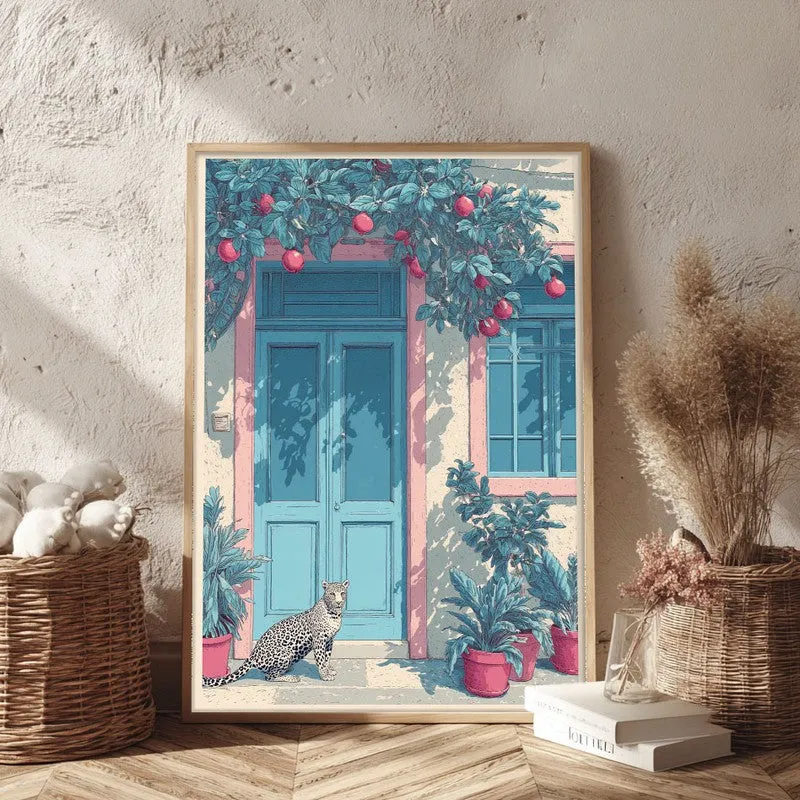 Serenique Floral Entrance Illustration Canvas Wall Painting With Brown Frame media 3