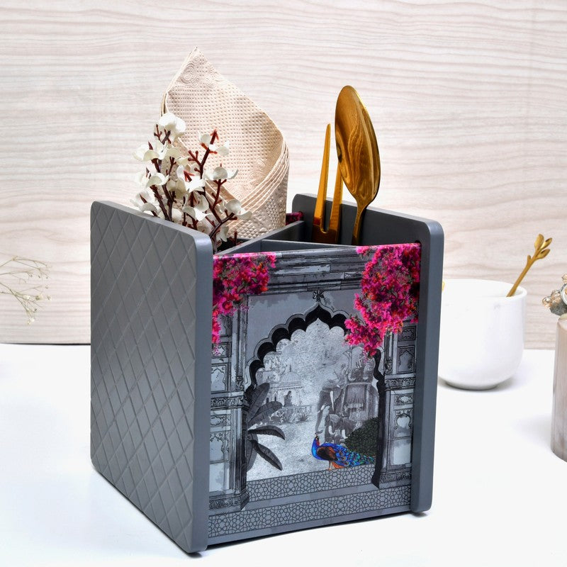 Classic Grey Wooden Cutlery Stand