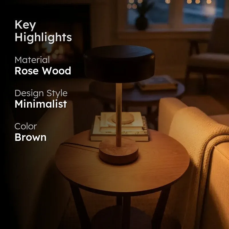 Modern Halo Rose Wood LED Table Lamp - Brown media 2