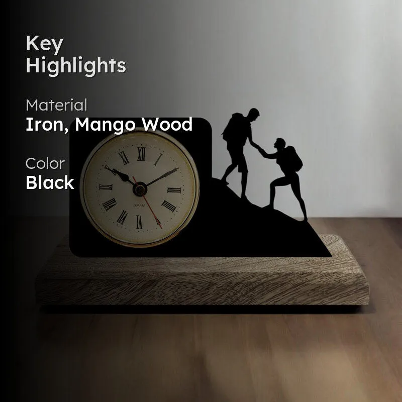 Tenacity Iron & Mango Wood Table Clock media 2