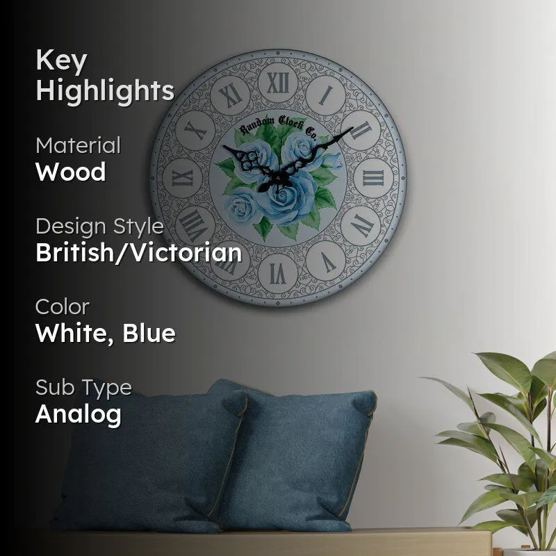 Blue Rosa Wood Analog Wall Clock media 2