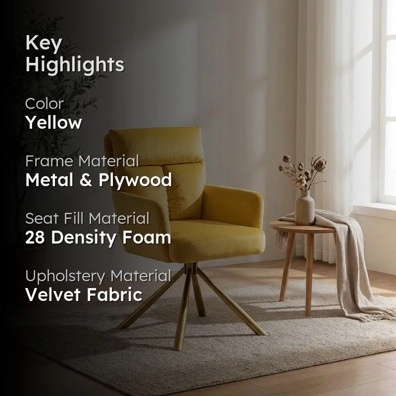 Arvella Neem Wood Accent Chair - Yellow media 2