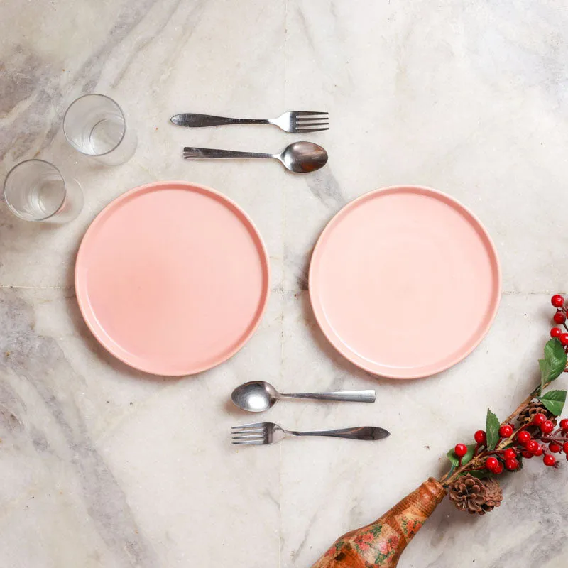Fired Form Ceramic Dinner Plate (Pink) - Set Of Two media 3