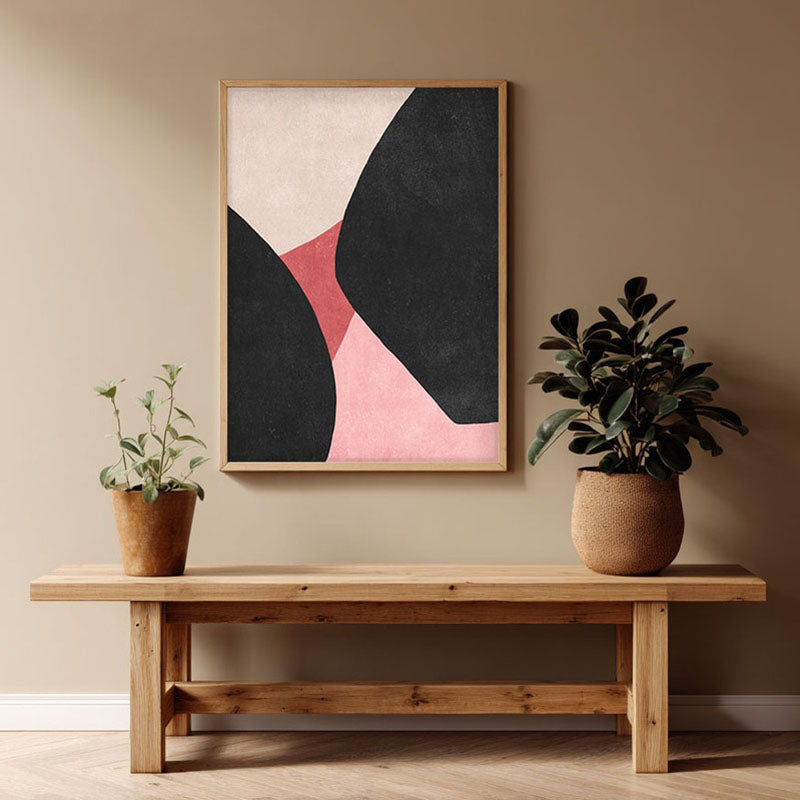Magenta Midnight Framed Canvas Archival Canvas Wall Painting - Natural Brown Frame