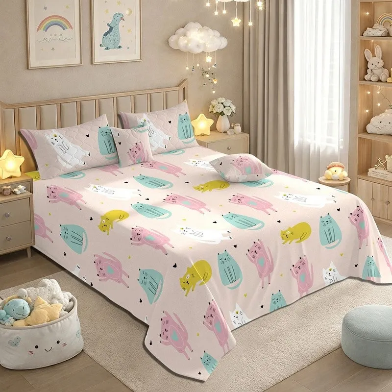 Colorful Cat GlaceCotton Kids Bedding Set (180 GSM) - Five Piece Set media 1