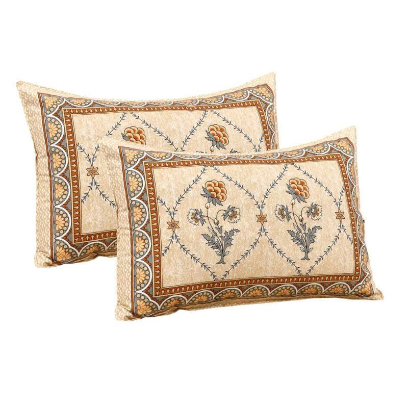 Mughal Jaali Printed Cotton Bedsheet (Yellow,Beige) - 120 TC media 3