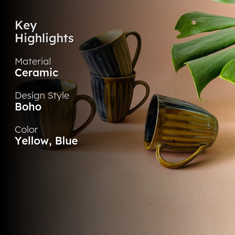 Gramma Ceramic Tea Cup (300 mL Each) -  Set of Four media 2