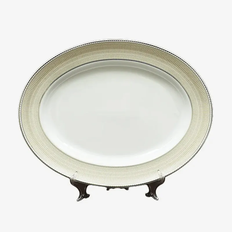 Shine Platine 24k Gold Brushed Porcelain Dinner Set - 33 Piece Set media 6