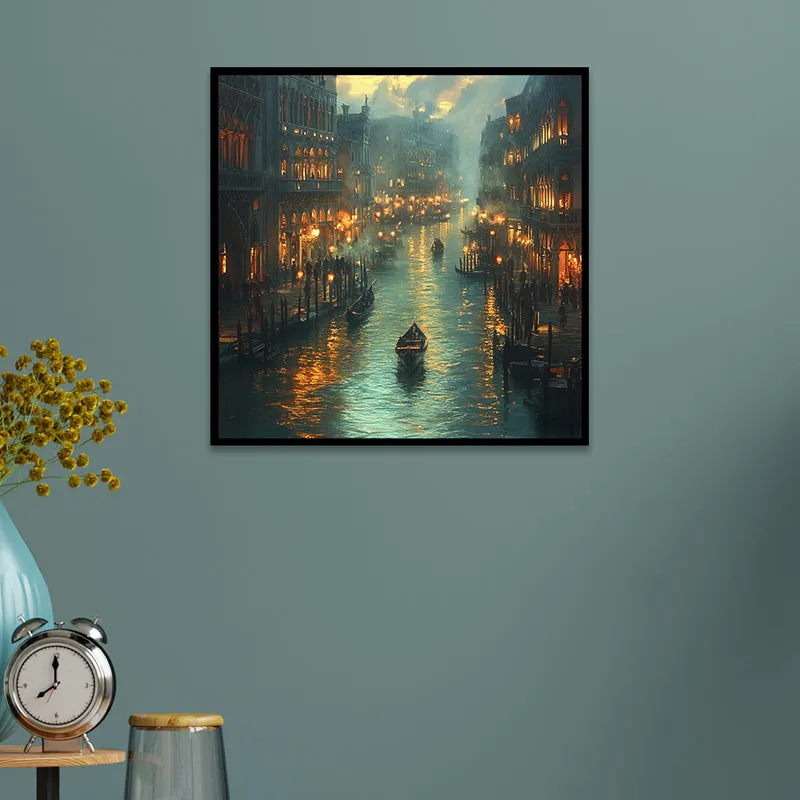 Lights Of Venice Canvas Wall Art With Frame media 1