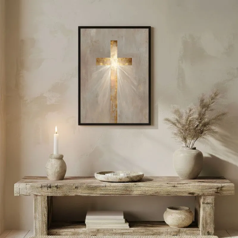 Cross of Faith Wall Painting With Black Frame media 3