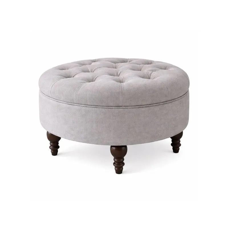 MeadowRest Teak Wood Ottomans & Pouffe - Grey media 3