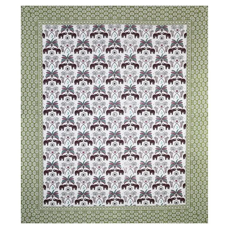 Devesha Ethnic Cotton Bedsheet s(Green) - 144 TC media 3