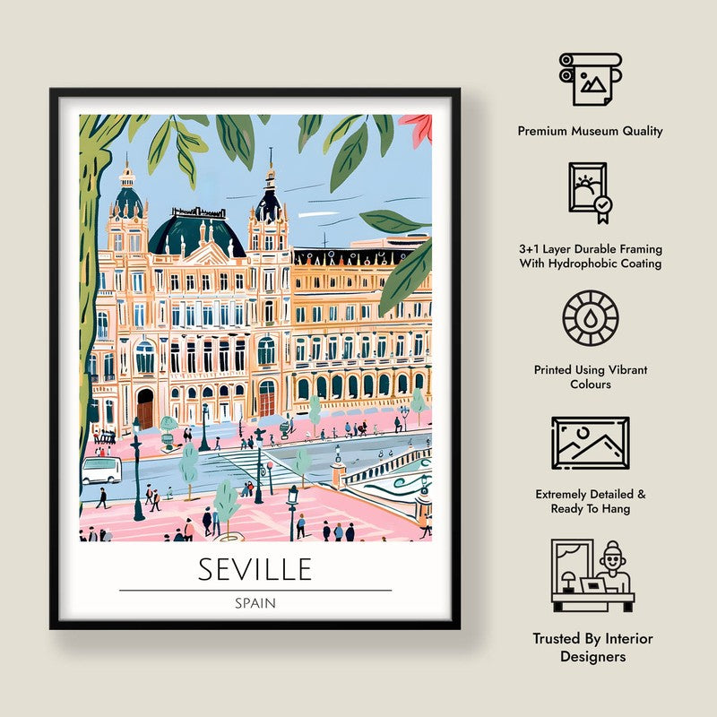 Vintage Seville Framed Canvas Wall Painting media 8