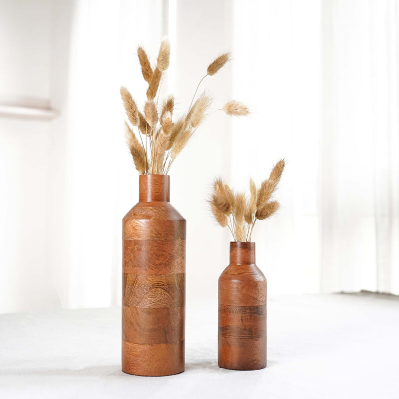 Silasa Wooden Vase (Dark Brown)