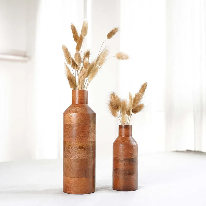 Silasa Wooden Vase (Dark Brown) media 1