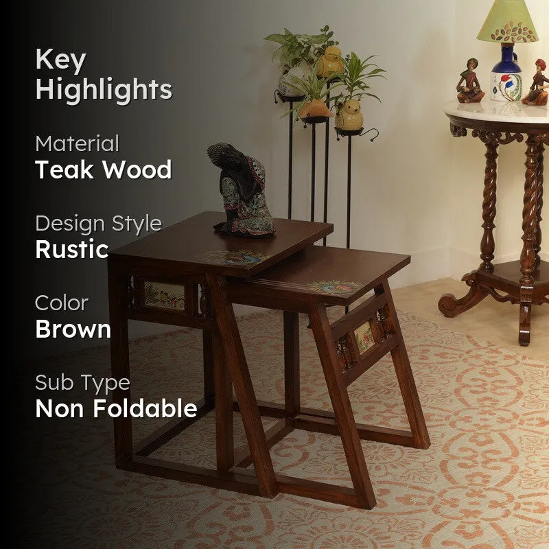 Milo Teak Wood Nesting Stools - Set of Two media 2