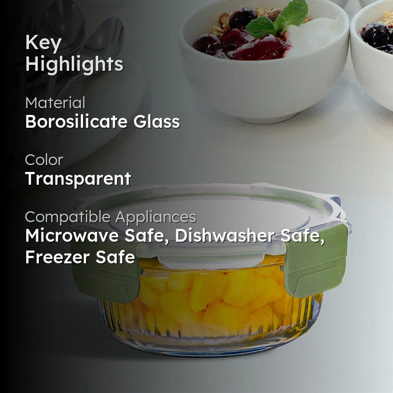 Bergner Seal Tiff Airtight Glass Tiffin Box (Green) - 400 mL media 2
