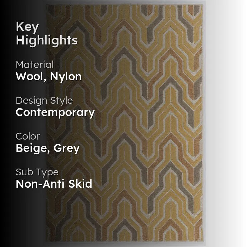 Elpis Hand Tufted Geometric Wool & Nylon Carpet - Yellow media 2