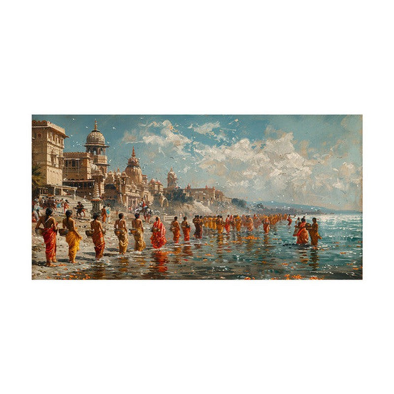 Indian Riverfront Poly Canvas Wall Painting media 4