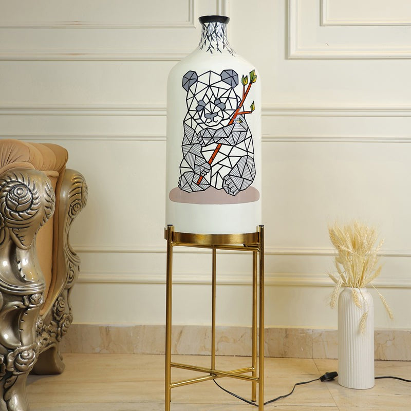 Panda Lines Hand Painted Glass Floor Lamp With Stand media 3