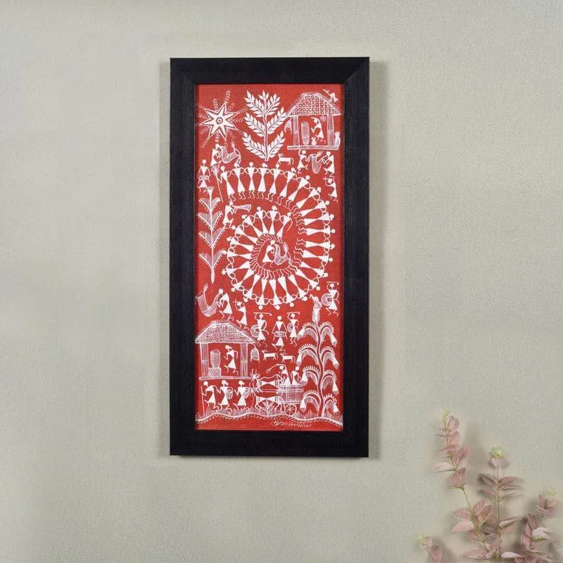 Boro Warli Canvas Wall Art- Red media 1