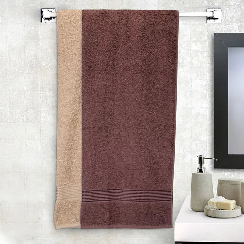 Nuage Cotton Bath Towel (Brown & Beige) - Set Of Two media 1