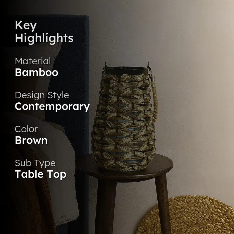 Boho Wicker Bamboo Tea Light Candle Holder media 2
