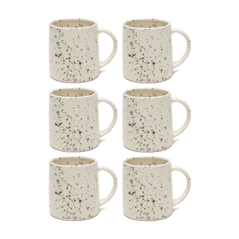 Splash Ceramic Coffee Mug (300 mL Each,White) - Set Of Six media 3