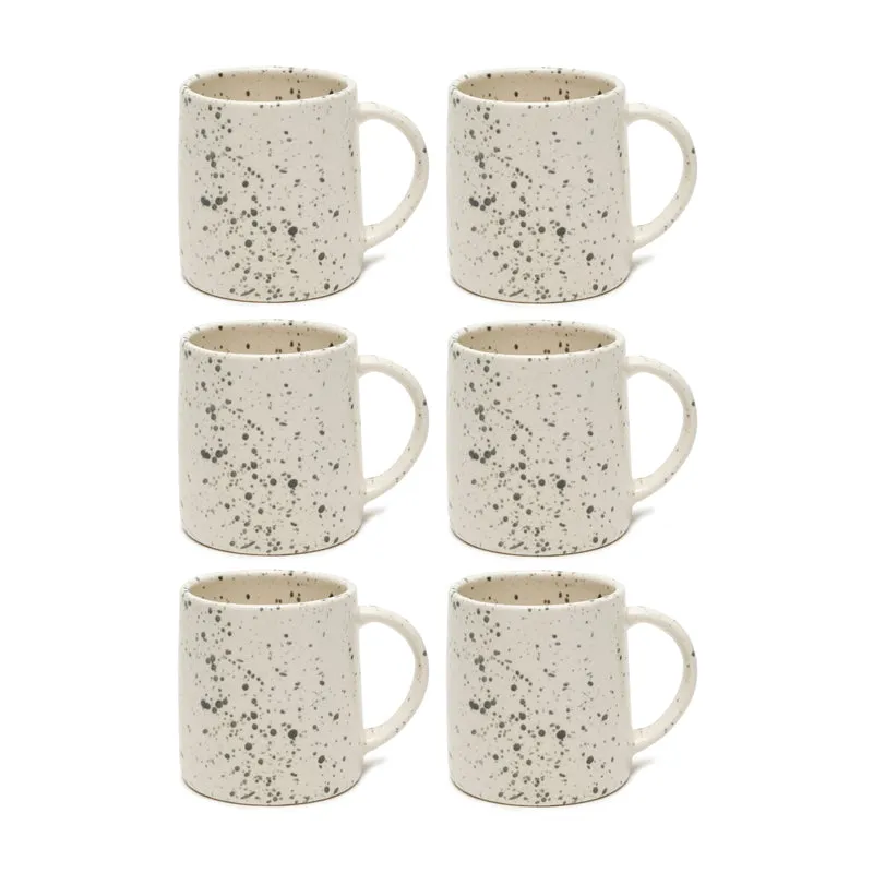 Splash Ceramic Coffee Mug (300 mL Each,White) - Set Of Six - 3