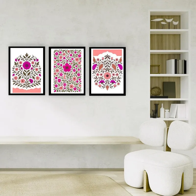 Indigo Petalcraft Paper Wall Painting With Frame - Black media 4