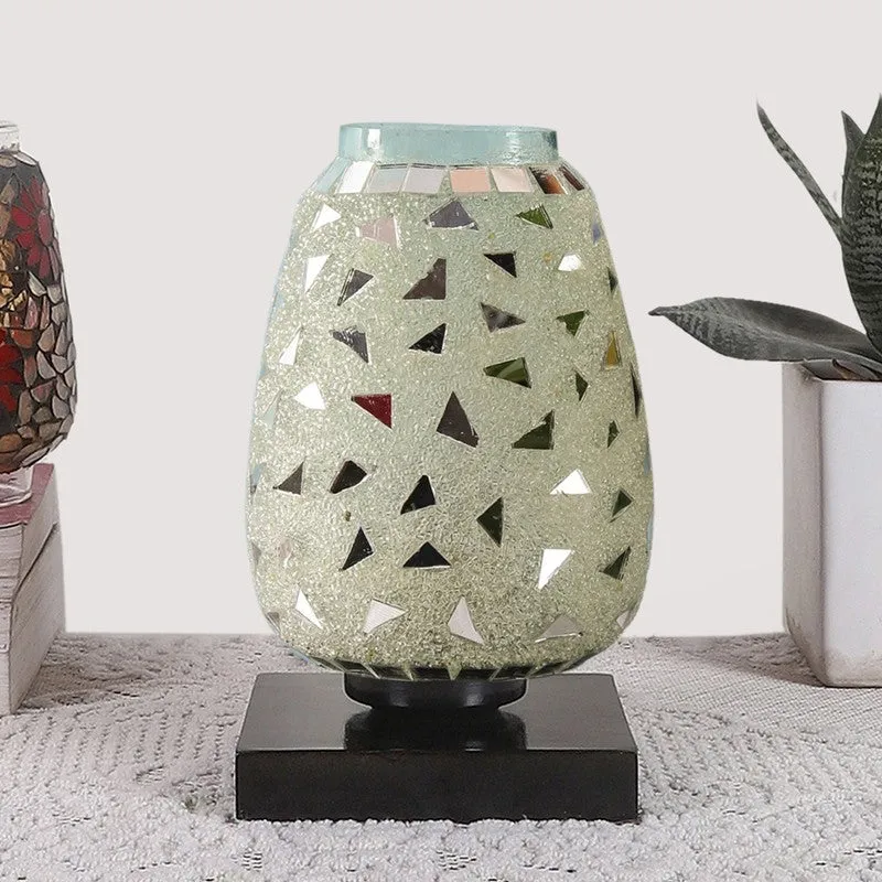 Luminte Mosaic Glass Wooden Table Lamp With Base media 4
