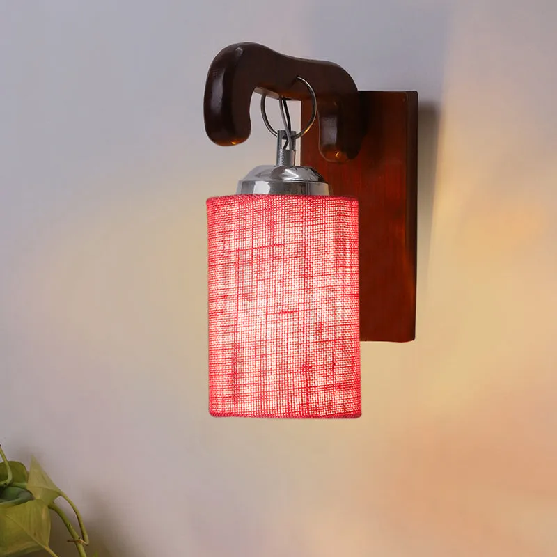 Klarion Jute & Wooden Wall Lamp - Red media 1
