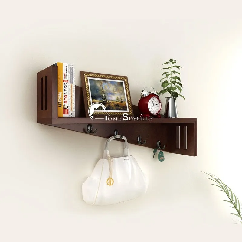 Minimalist Wooden Wall Key Holder - Brown media 1