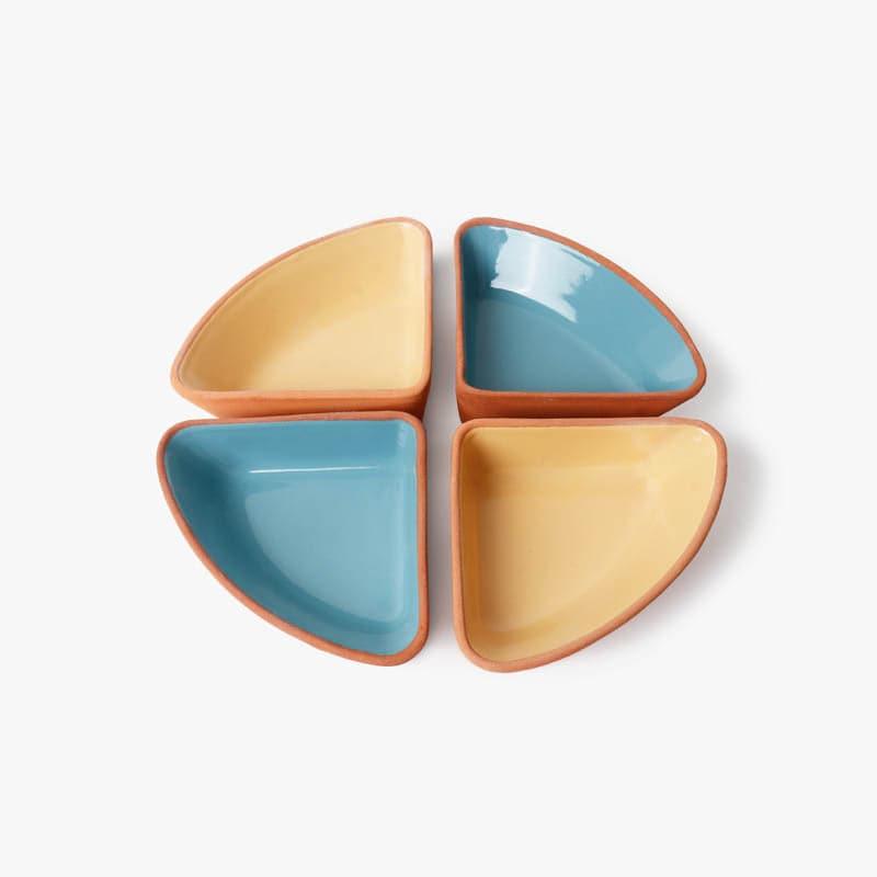 Terracotta Tale Triangle Bowl (Yellow & Blue) - Set Of Four media 3