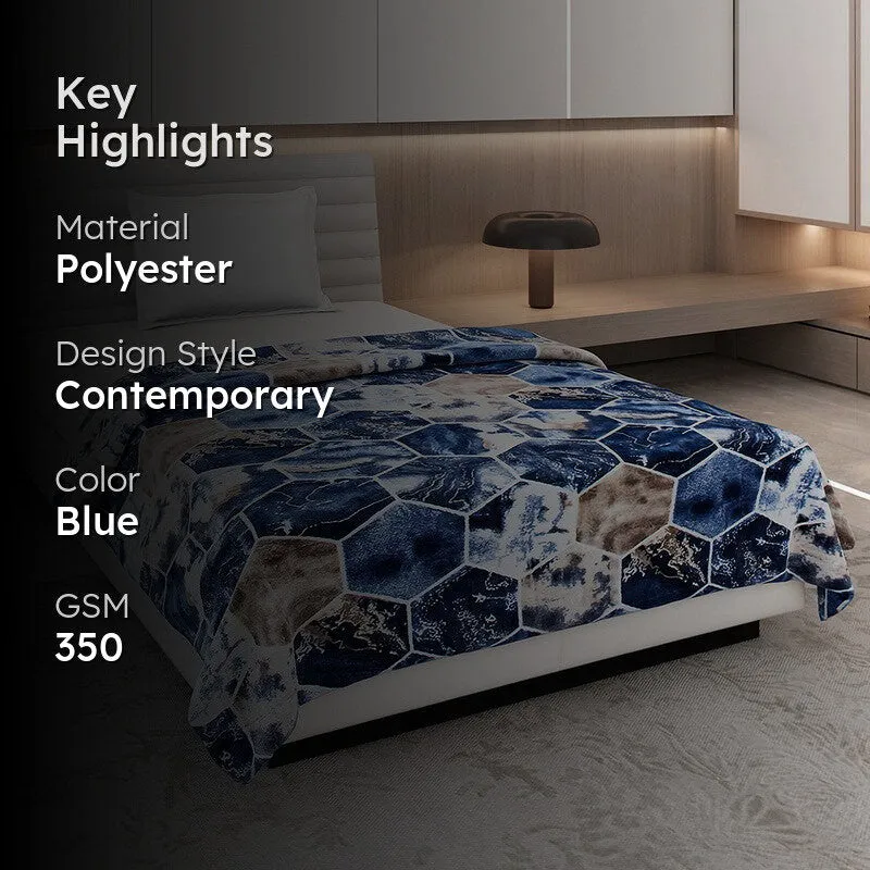 Monte Carlo Bluvynce Geometric Print Polyester Blanket (Blue) - 350 GSM media 2